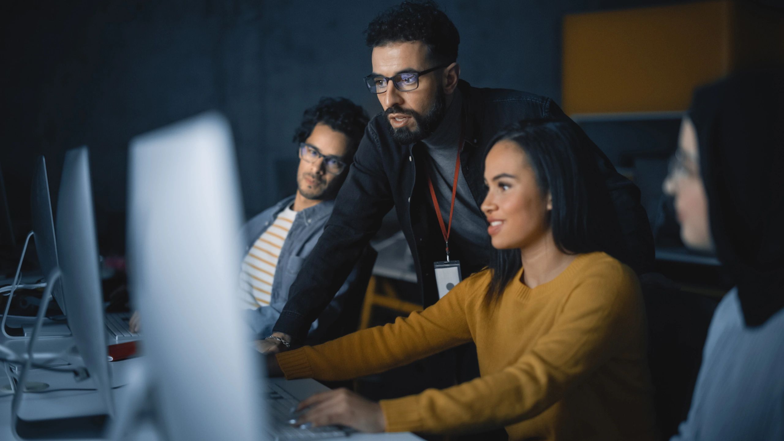 diverse tech professionals learning online